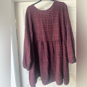 Wild fable wine and black flannel mini dress 3x